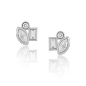 Amber studs - silver