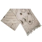 Natural Grey Boiled embroidery Scarf