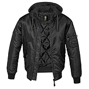 Cold Weather Black MA-1 Bomber Jacket with Hood
