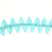 10 mm by 6 mm top-drilled Caribbean blue vintage glass leaves