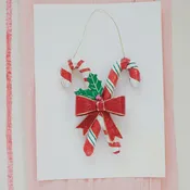 Handmade Metal & Paper Candy Cane Wall Decor
