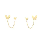 14K Double Piercing Butterfly Stud Earrings