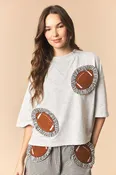 a first down favorite oversized top - heather grey