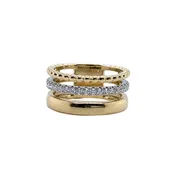 14K Two Toned Gold Diamond Bujukan Easy Stackable Ring