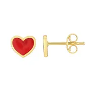 14K Gold Be My Valentine Heart Enamel Earrings