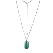 "Allure" Rhodium Plated Genuine Malachite Pendant — Throckmorton Watches & Jewlery