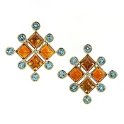 Aquamarine and Citrine Earrings