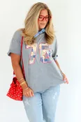 76 Grey Denim Short Sleeve Tee