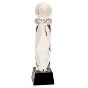 11" Crystal Golf Ball on Facet Column  With Black Crystal Bass