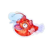 Angler Cat - Die Cut Sticker - Glow-in-the-dark
