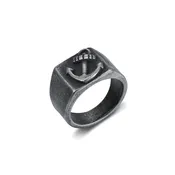 AGED RECTANGULAR ANCHOR SIGNET RING
