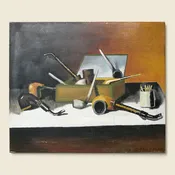 1960's Still Life Pipe Painting