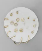 10 Pair Earrings - Circle/Disk