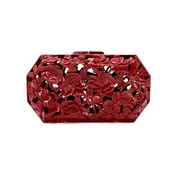 Burgundy Poppies Clutch | Hand-Carved Wood Bag by Blumera