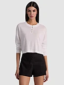 ALAINA CROPPED HENLEY - SOFT WHITE