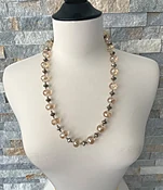 "SUNSET CRUISE" OOAK - Faceted Amber Glass Bead and Swarovski Crystal Designer Necklace —