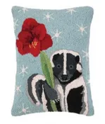 Red Flower Skunk Christmas Pillow