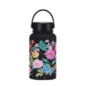 Black and White Insulated Water Bottle with Straw – 350–1000 mL