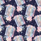 Girl Boss Book Stacks and Roses Pattern Vinyl 12" x 12"