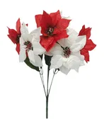 11683 | SATIN POINSETTIA BUSH X7 | RED/CREAM