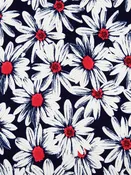 Midnight Navy/White/Coral Red/Multi Polyester/Lycra Daisy With Puff Paint Print ITY Knit 59W