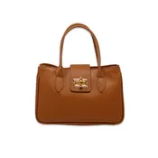 Classic Italian-Style Leather Satchel Camel