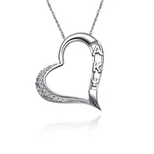 Alpha Kappa Psi Heart Lavalier - Sterling Silver with 18" Silver Chain (P003)
