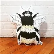 Bubblesbee the Bumblebee Throw Pillow — Drumming Beetle