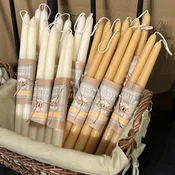 12" Natural Beeswax Taper Candles, Set of 2