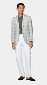 Light Grey Checked Tailored Fit Havana Blazer