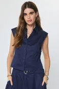 Arden button down top in navy