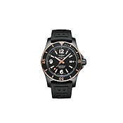 Breitling Superocean 46mm Watch - Ref: U17368221B1S1 - Black Index Dial in Two Tone Stainless Steel Rose Gold Case, Black Rubber Strap