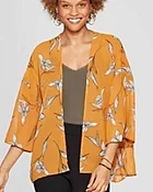A New Day Sheer Pleated Golden Yellow Kimono OSFM