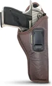 Brown Eco-Leather IWB Holster – Suede-Lined, Metal Clip, Pistols & Revolvers, Right & Left Hand
