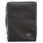 Black Poly-canvas Value Bible Cover with Ichthus Patch Large