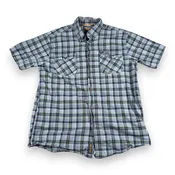 Ariat Shirt Adult LARGE Blue Plaid Rebar Workwear Outdoor Pockets Stretch