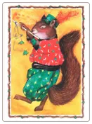 Squirrel Playing Flute Christmas Cards PK/6