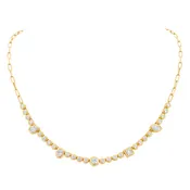 Bezel Set Multi Shape Diamond Moonlight Tennis Necklace