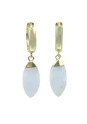 17 x 8 mm Marquis Cut Moonstone on 18k Gold-Fill Hoop Earring