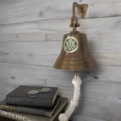 7 Inch Diameter Antiqued Brass Army Emblem Wall Bell