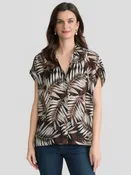 Botanical Button-Up Top, Printed Crepe