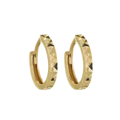 14kt Gold Diamond Cut Mini Hoops