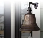 8 Inch Distressed Brass Family Initial Wall Bell