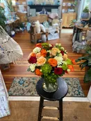 Burnt Orange Centerpiece — The Natural Nook Flower Shop