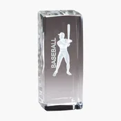 3D Engraved Crystal Baseball Block