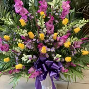 Purple and Yellow Floor Basket
