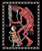 Vintage image of Krampus, a CROSS STITCH digital PATTERN