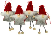 Gray felt Gnome ornaments with yarn legs - set of 4