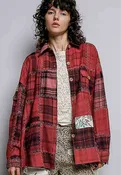 * * * * * * * * Patchwork Plaid Cotton Shirt Jacket - Red — Camp Willow