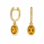 Amber Horizon Citrine Bezel Drop Earrings